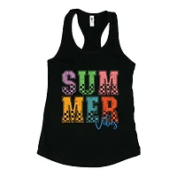 Simply Sage Market - Summer Vibes Checkered Women's Graphic Racerback Tank Top