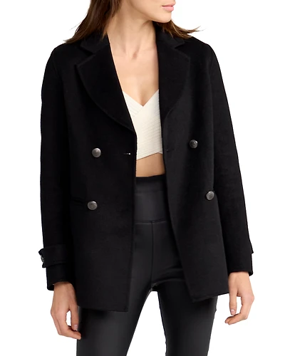 Belle & Bloom Womens Forget You Wool Blend Military Peacoat