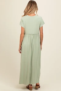 PinkBlush Womens Soft Lemon Ruffle Trim Maternity Maxi Dress