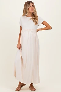 PinkBlush Womens Soft Lemon Ruffle Trim Maternity Maxi Dress