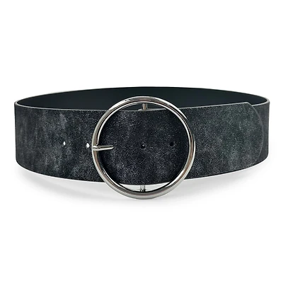 AGP PARIS Black Round Buckle Women's Belt