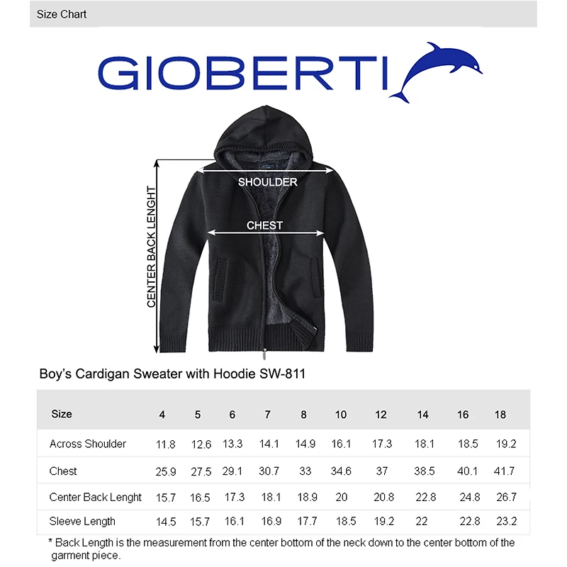 Gioberti Boy's Full Zip Knitted Cardigan Sweater with Hoody and Sherpa Lining