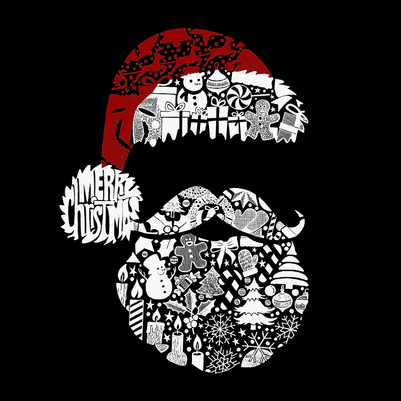 LA Pop Art Men's Santa Word T-Shirt - 100% Cotton, Crew Neck, Short Sleeve