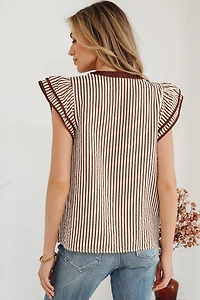 Threaded Pear Women's Karter Ruffled Short Sleeve Blouse