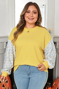 Threaded Pear Women's Evelyn Sleeve Patchwork Loose Top