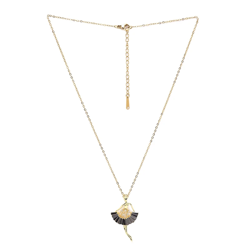 AGP PARIS Womens Golden Ballerina Grace Pendant Necklace