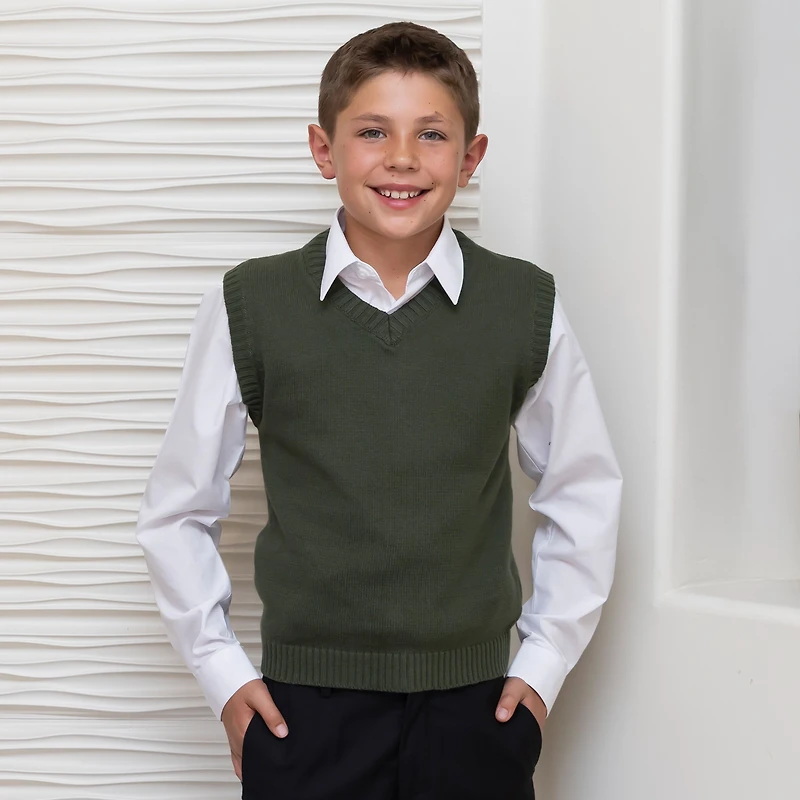 Gioberti Boy's V-Neck 100% Cotton Knitted Pullover Sweater Vest