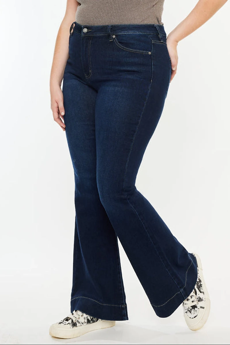 Kancan Women's Plus High Rise Flare Jeans Nancy