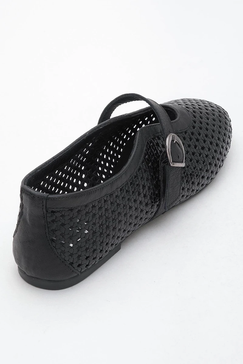 Forever & Always Womens MIRELLA Braided Leather Ballet Flats