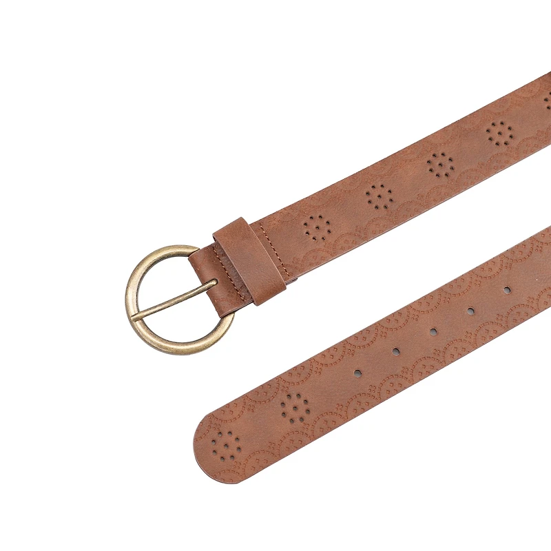 AGP PARIS Brown Round Buckle Women's Belt