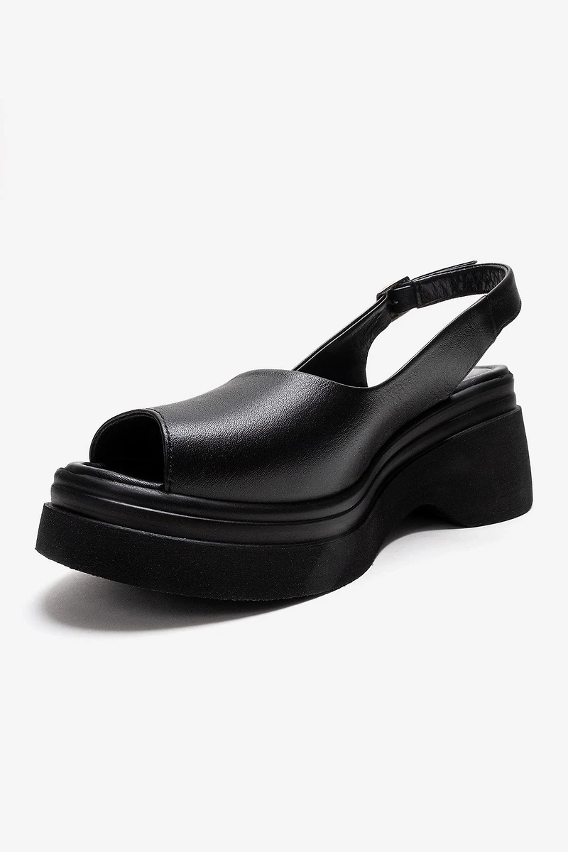 Forever & Always Womens Laure Leather Wedge Sandals