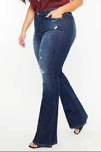Kancan Women's Plus High Rise Flare Jeans Solange