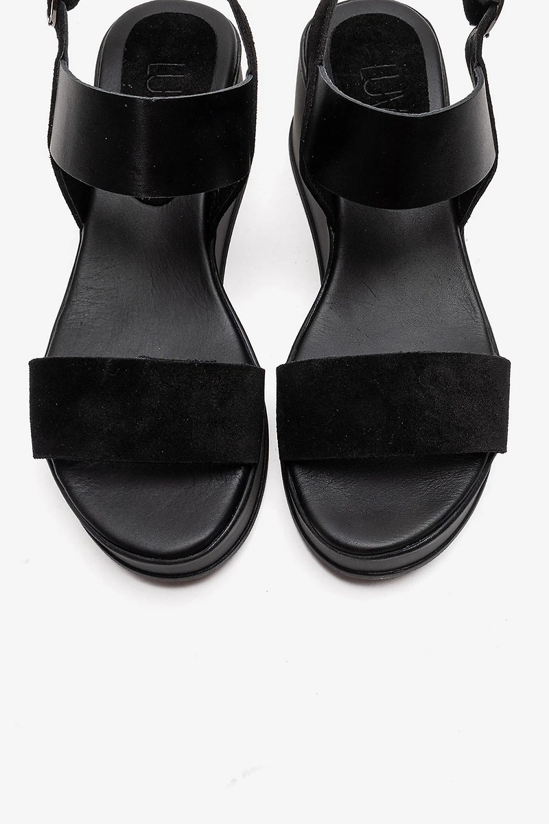 Forever & Always Womens Lolanthe Leather Wedge Sandals