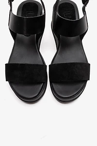 Forever & Always Womens Lolanthe Leather Wedge Sandals