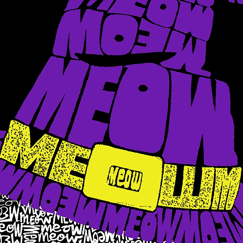 LA Pop Art Men's Cotton/Poly Blend Word T-Shirt - Peeking Witch Cat