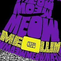 LA Pop Art Men's Cotton/Poly Blend Word T-Shirt - Peeking Witch Cat