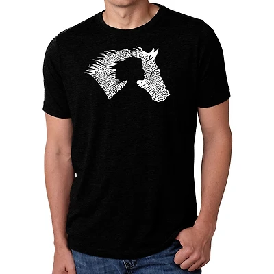 LA Pop Art Men's Cotton-Poly Word T-Shirt - Girl and Horse
