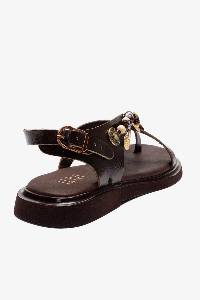 Forever & Always Womens Hush Leather Beaded Sandals