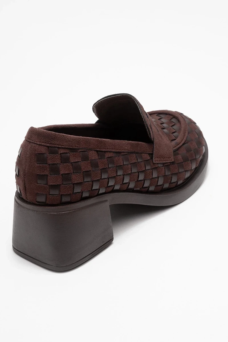 Prologue Shoes Womens Marlon Woven Block Heel Loafer