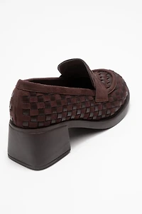Prologue Shoes Womens Marlon Woven Block Heel Loafer