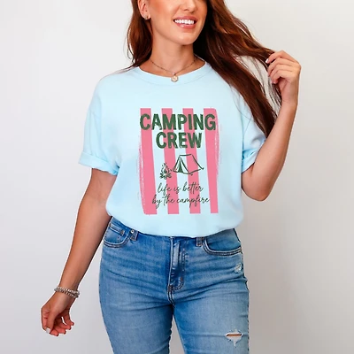 Simply Sage Market - Camping Crew Stripes Women's Garment Dyed Graphic T-Shirt