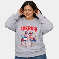 Simply Sage Market - America Flamingos Star  Women's Plus Sized Graphic Sweatshirt