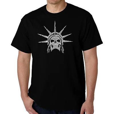 LA Pop Art Men's Freedom Skull Word T-Shirt