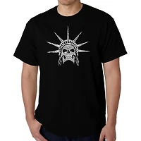 LA Pop Art Men's Freedom Skull Word T-Shirt