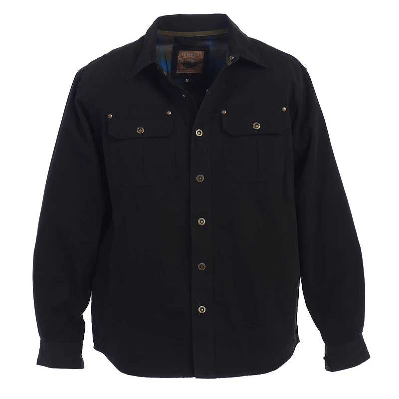 Gioberti Men's 100% Cotton Brushed and Soft Twill Shirt Jacket with Flannel Lining