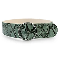 AGP PARIS Green Snake Print Dual Buckle Women's Belt