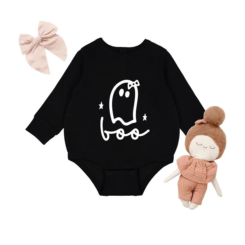 The Juniper Shop - Infant Fleece BodySuit Boo Ghost Bow