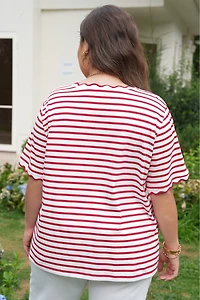 Threaded Pear Women's Esther Trim Short Sleeve PLUS Top
