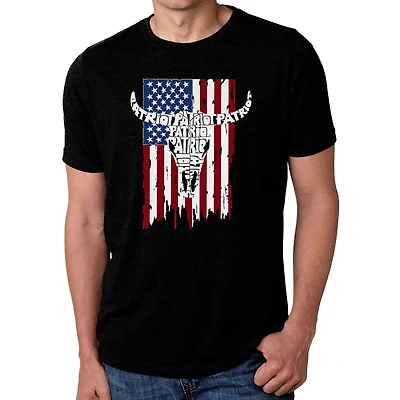 LA Pop Art Men's Cotton-Poly Blend Word T-Shirt - Patriot Flag