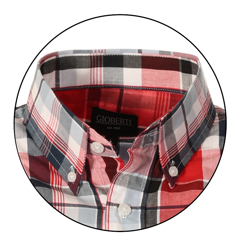 Gioberti Men's Plaid Short Sleeve Shirt