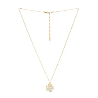 AGP PARIS Womens Golden Clover Sparkle Floral Pendant Necklace