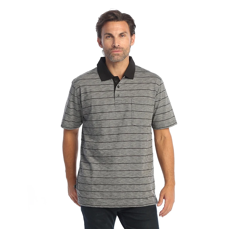 Gioberti Men's Regular Fit Yarn Dye Striped Short Sleeve Polo Shirt With Pocket