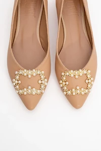 Prologue Shoes Womens Ghent Pearl Embellished Ballet Flat
