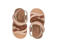 bebe Toddler Girl's Strappy Sandals with Rhinestone Chain Detail