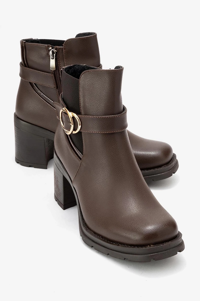 Prologue Shoes Womens Heile Buckle Block Heel Boot