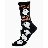 MeMoi Sick of Your Boo Sheet Ghostly Crew Socks