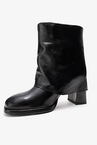 Forever & Always Womens Lore Leather Block Heel Boots