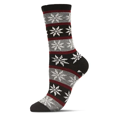 MeMoi Women's Soft Snowflake Fair Isle Cashmere Blend Crew Socks