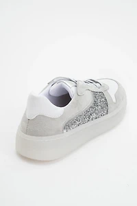 Forever & Always Womens Felipe Glitter Leather Sneakers