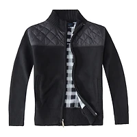Gioberti Boy's Knitted Full Zip Cardigan Sweater With Soft Brushed Flannel Lining