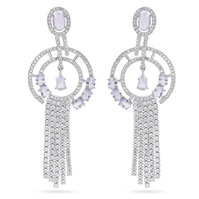 AGP PARIS Womens Geometric Purple Chain Drop Earrings