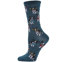 MeMoi French Bulldogs Bowtie Bamboo Blend Crew Socks