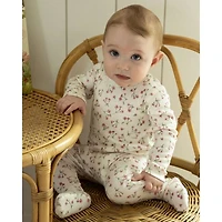 MeMoi Baby and Toddler Girls "Full Bloom" Floral Pointelle Footie