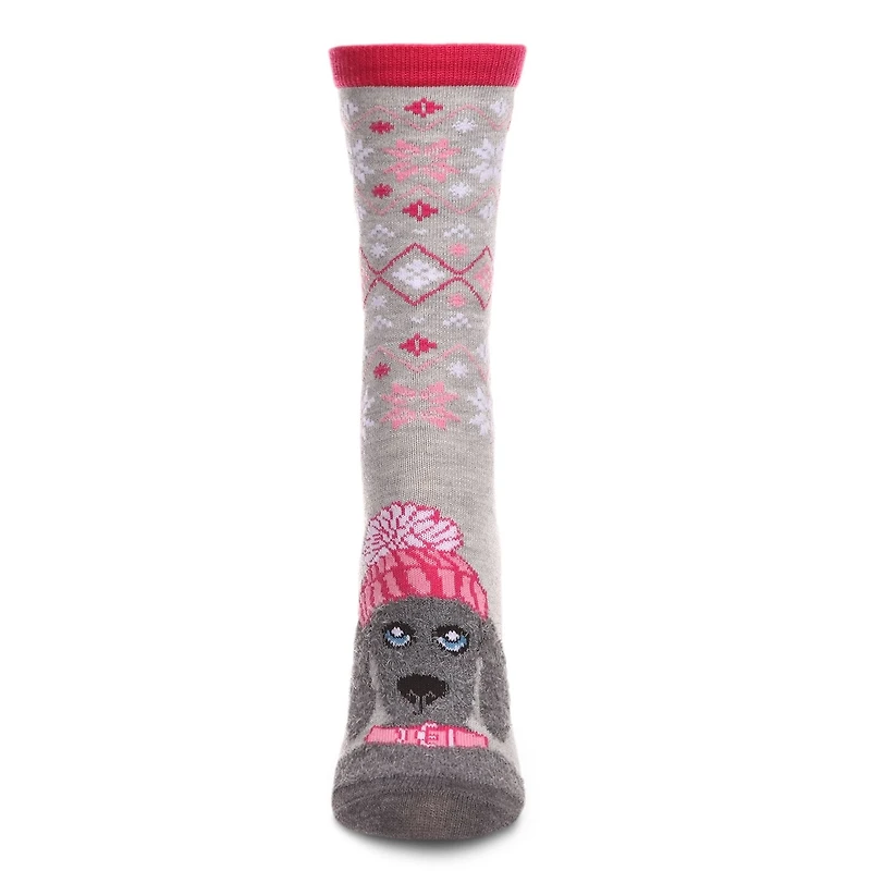 MeMoi Women's Foot Pet Fair Isle Dog Crew Socks