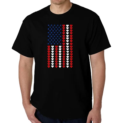 LA Pop Art Men's Heart Flag Word T-Shirt
