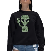 LA Pop Art Peace Alien - Women's Word Crewneck Sweatshirt